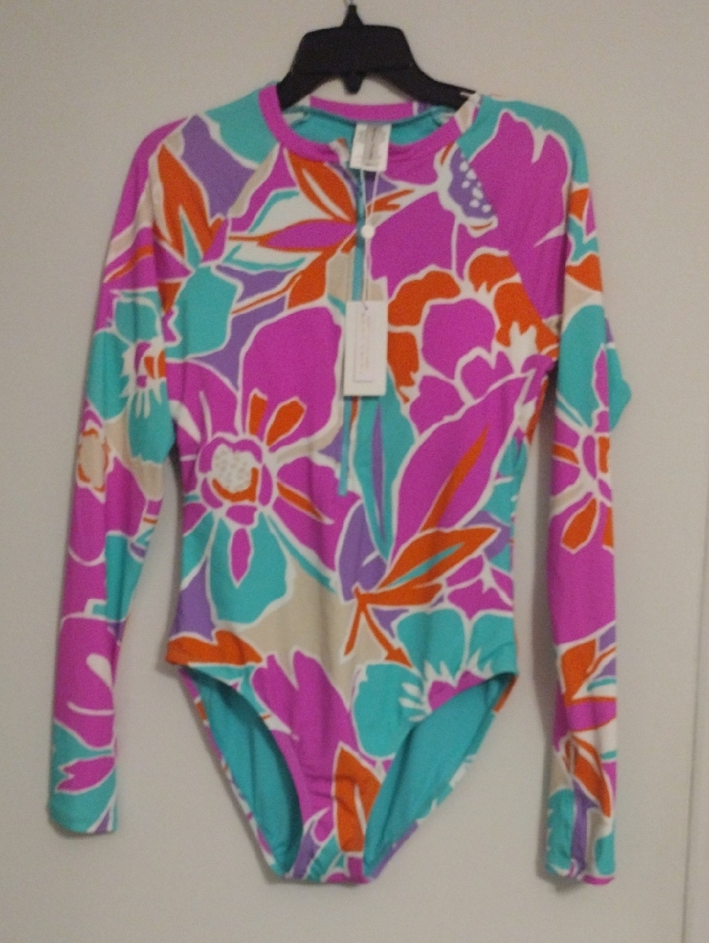 Trina Turk Kids Long-Sleeve Floral Rashguard - Purple, Teal & Orange
